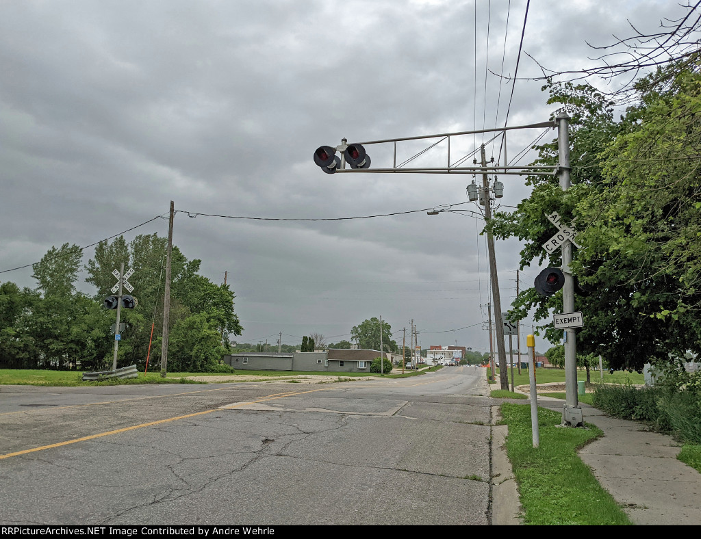 Looking north at two out-of-service ex-CGW crossings on Frederick Ave.